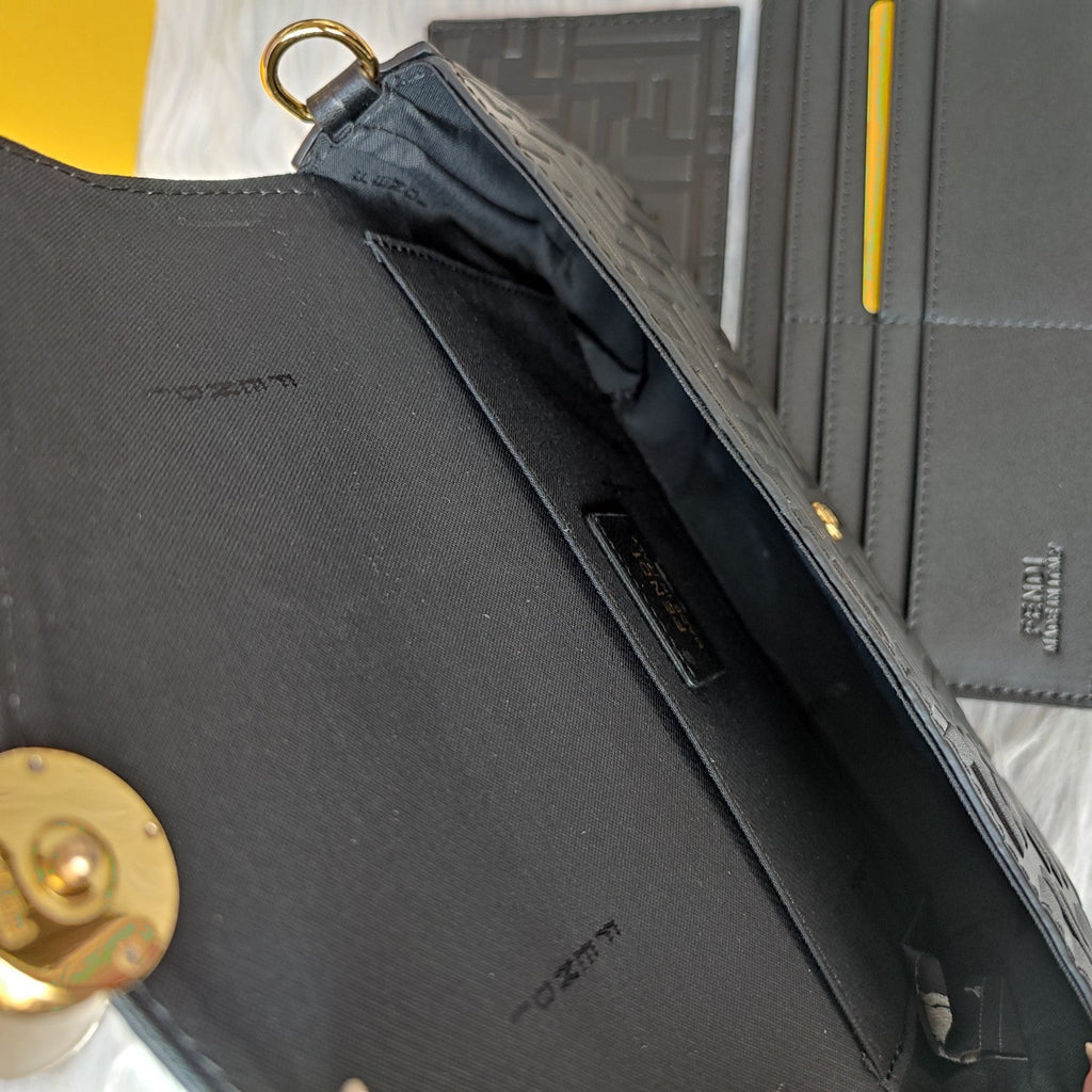 F Print Black Embossed Wallet XC0823040753