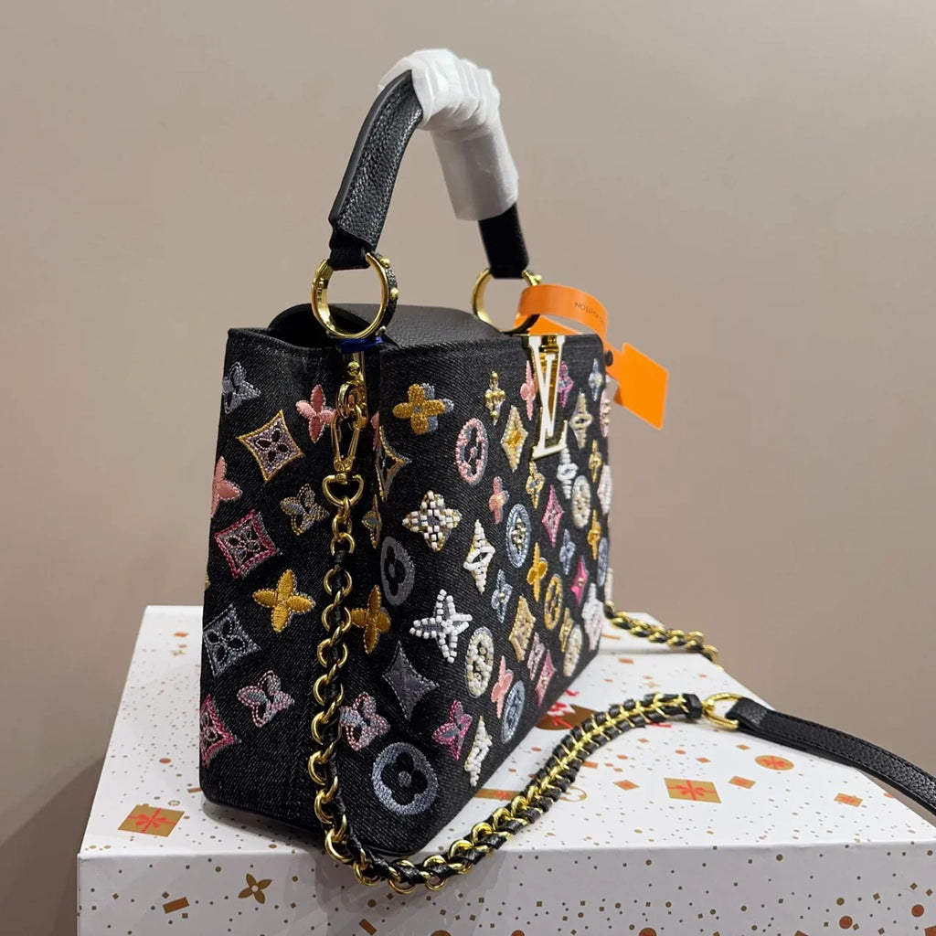 Denim Embroidered Tote Bag 1025092306