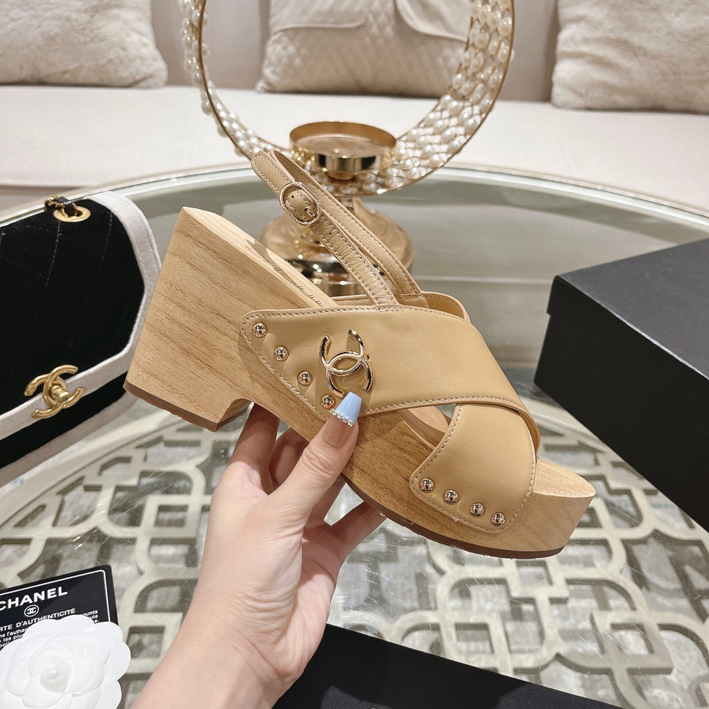 24ss wood grain platform sandals 0724071707