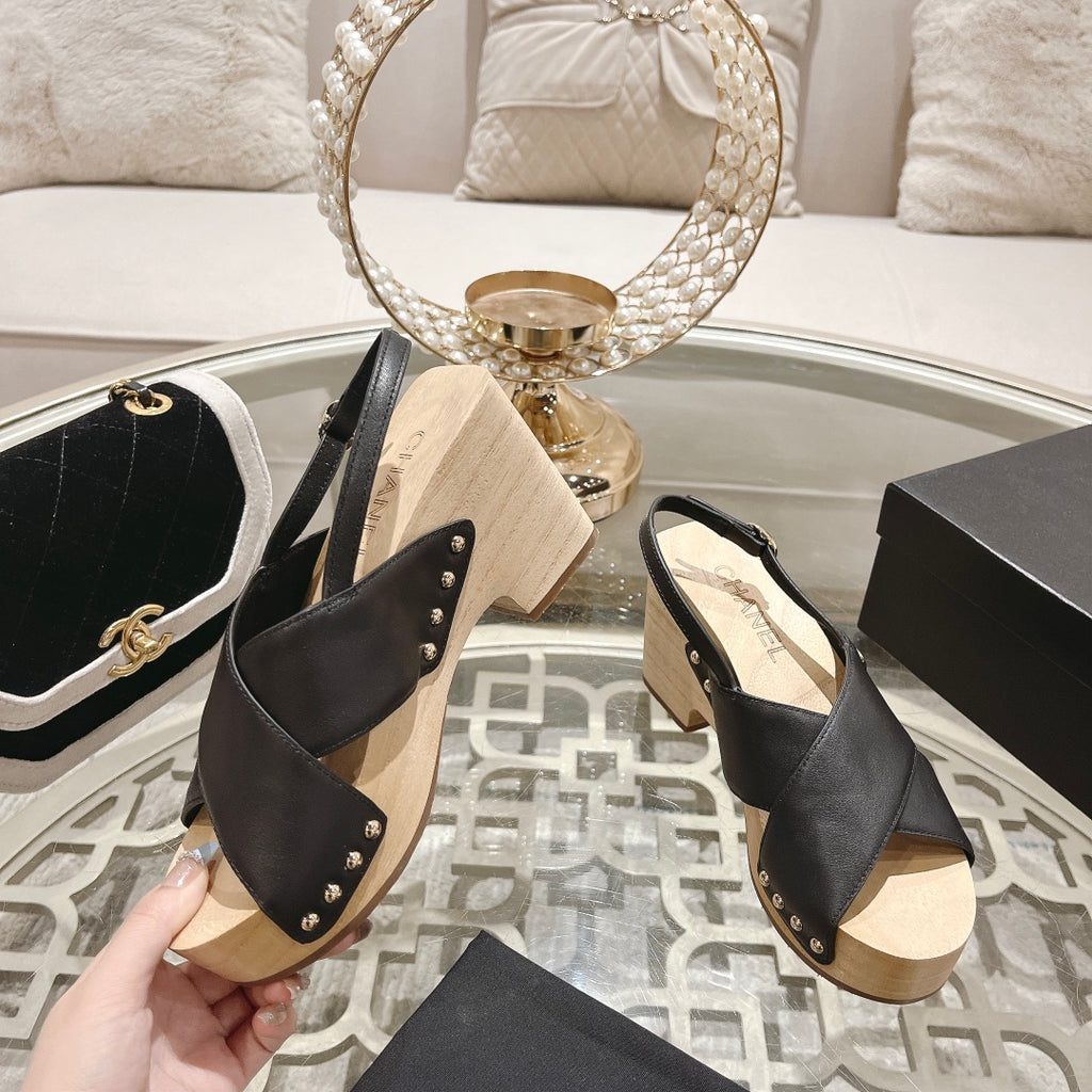 24ss wood grain platform sandals 0724071707