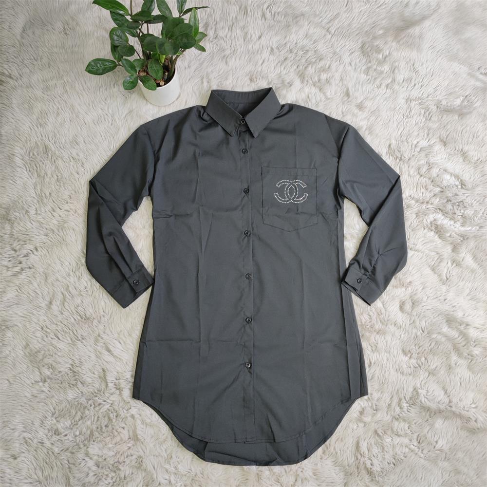 Black simple and fashionable single-breasted shirt with perm XC0823110216