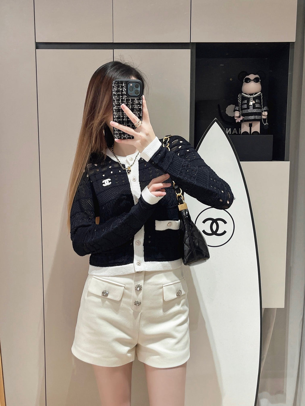 contrast color crew neck knitted long sleeve cardigan 0724080605