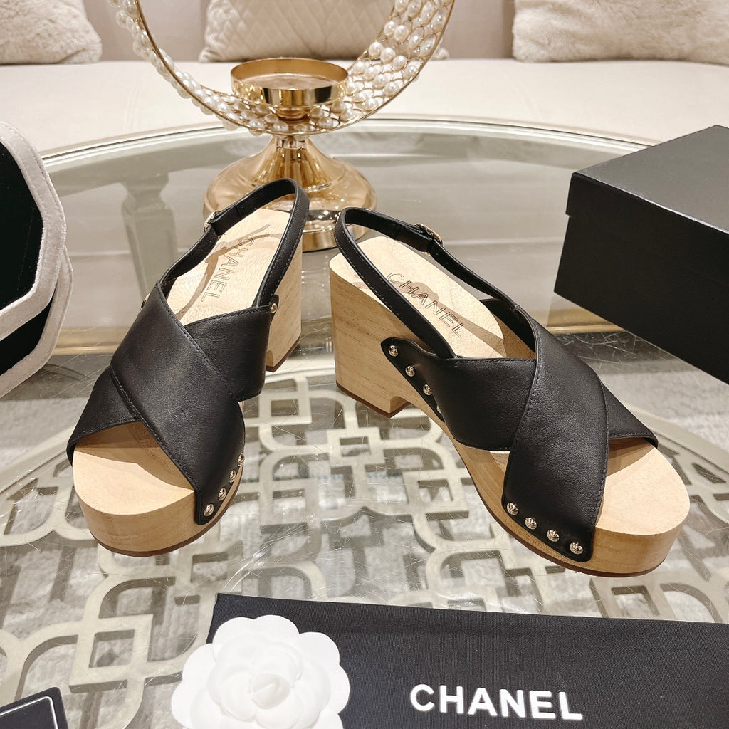 24ss wood grain platform sandals 0724071707