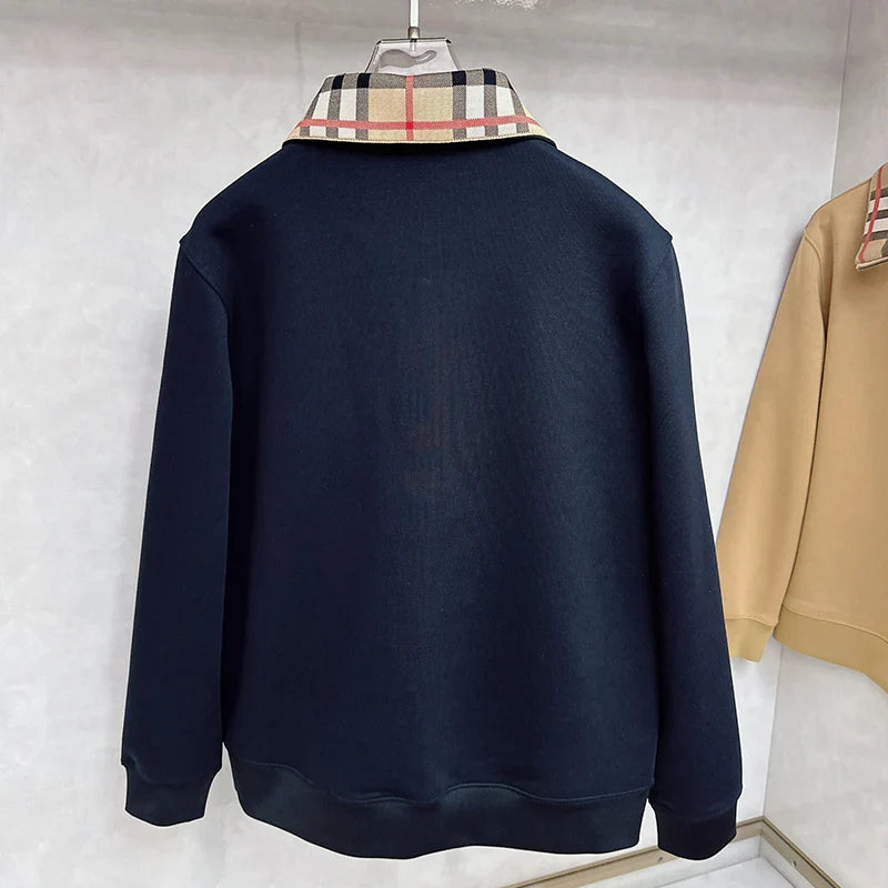 Check Collar Cotton Half-Zip Sweatshirt WB0625110508