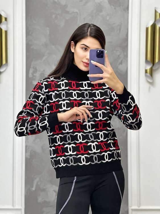 Fashion Printed Turtleneck Sweater 0725042108