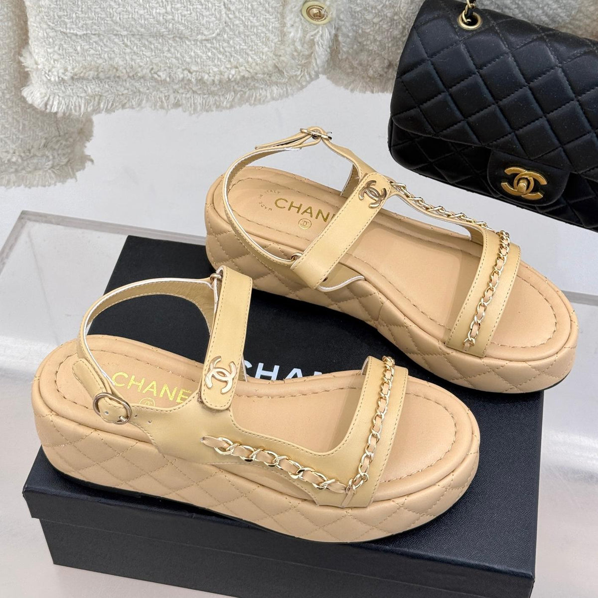 Diamond chain thick-soled platform sandals 0725031110