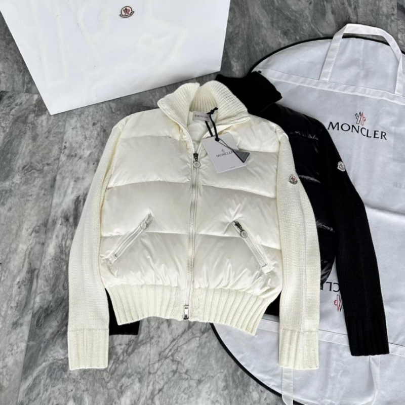 New Fashion Women Knit Splice Zip Puffer Jacket DM1326092903