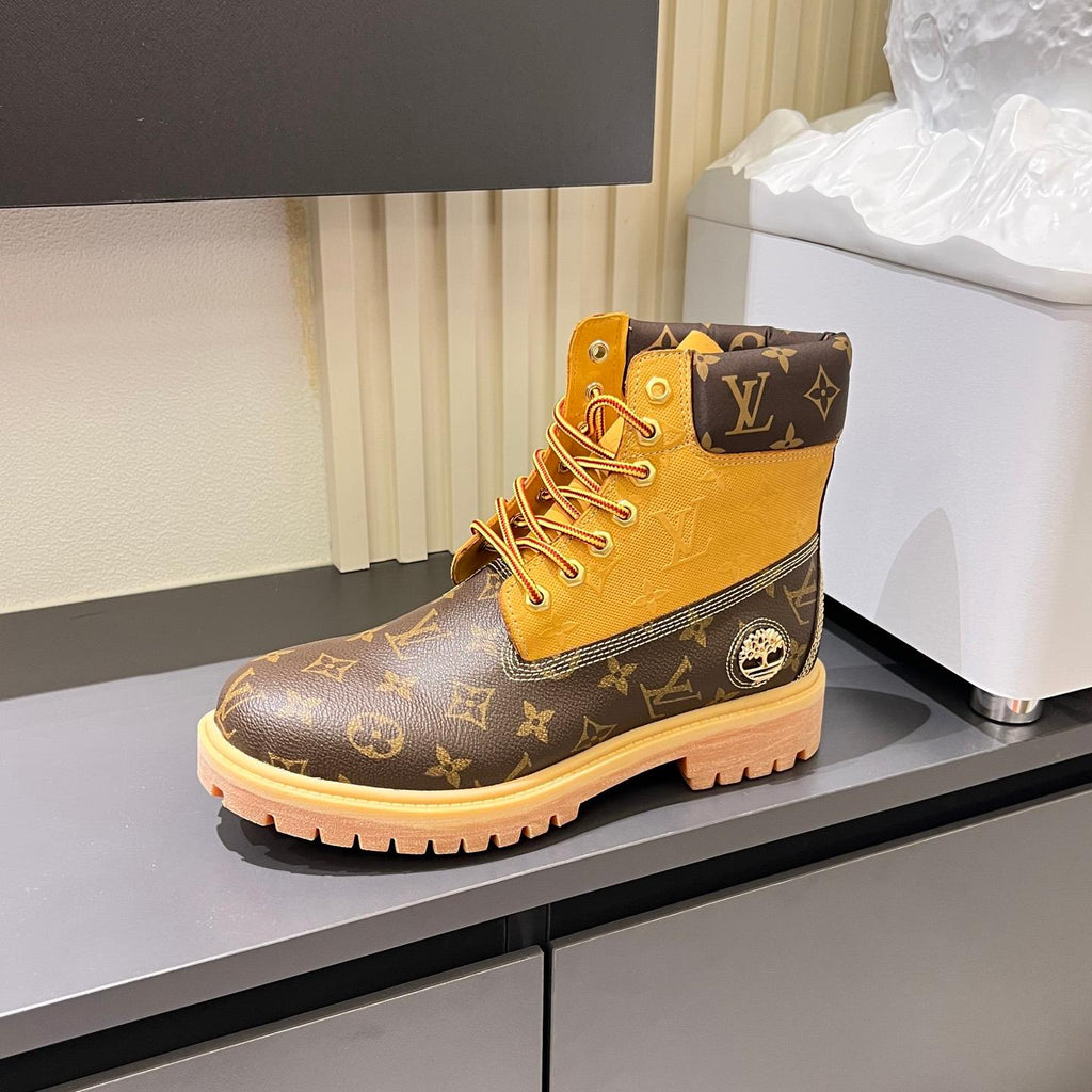 New Black and Brown V Logo Men's bootsPD052024090603