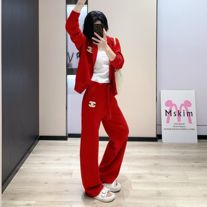 New Fashion Women Hooded Knit 2 Piece Outfit Set DM1326092910