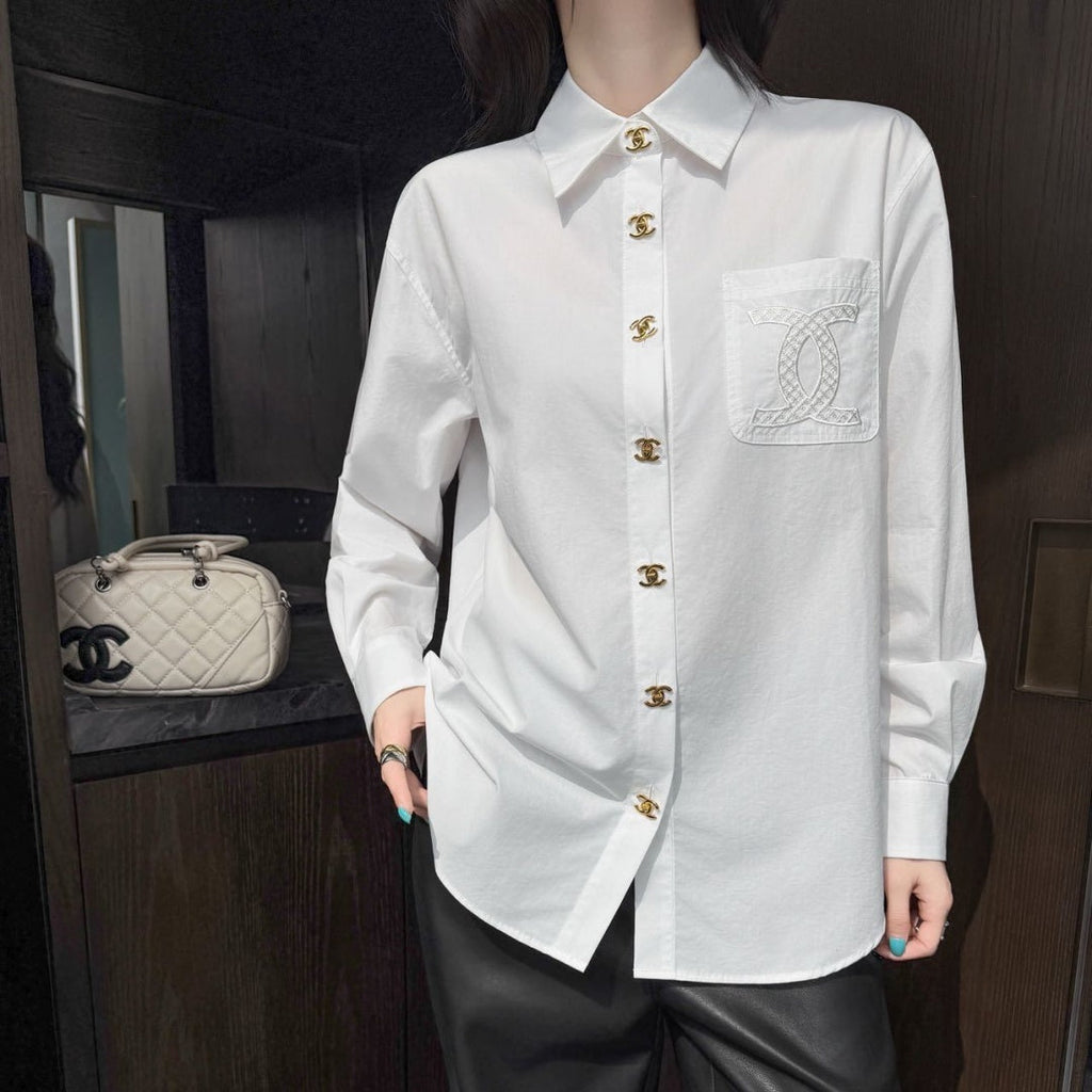 New Fashion Women's Embroidered Pocket Shirt CQQ1326101518