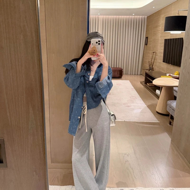 CH New Fashion Women Rhinestone Denim Shirt Jacket XC1326090419