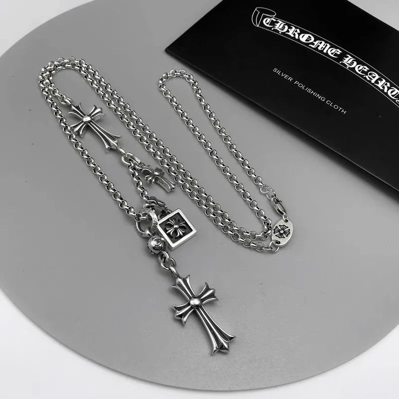 Unique Long Chain with Double Cross Pendants 1026061714