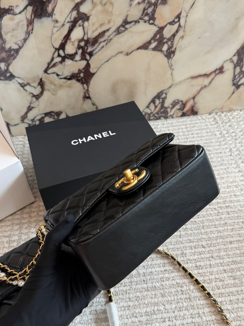 26SS New Women's Pearl Chain Bag 0726031007