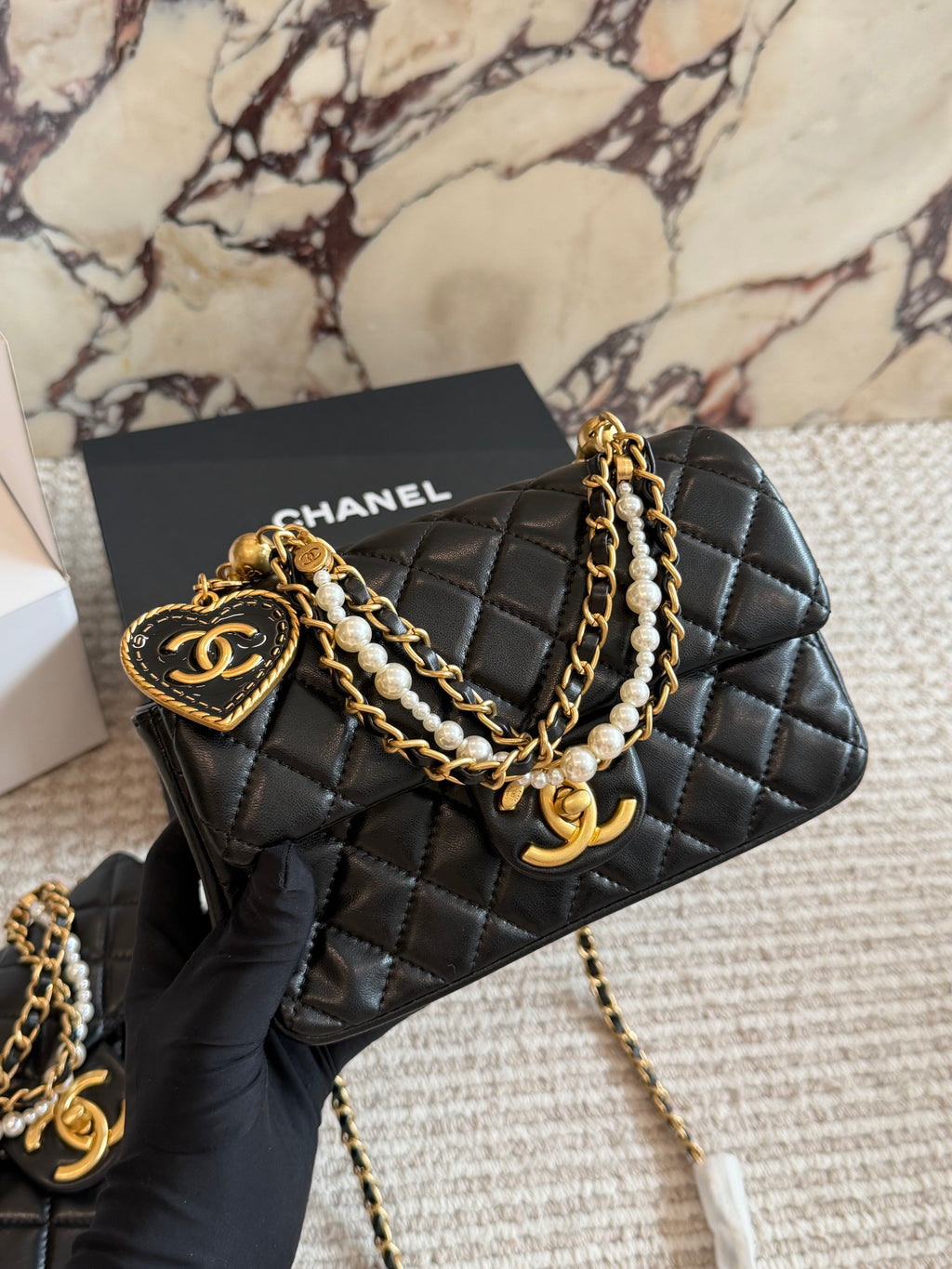 26SS New Women's Pearl Chain Bag 0726031007