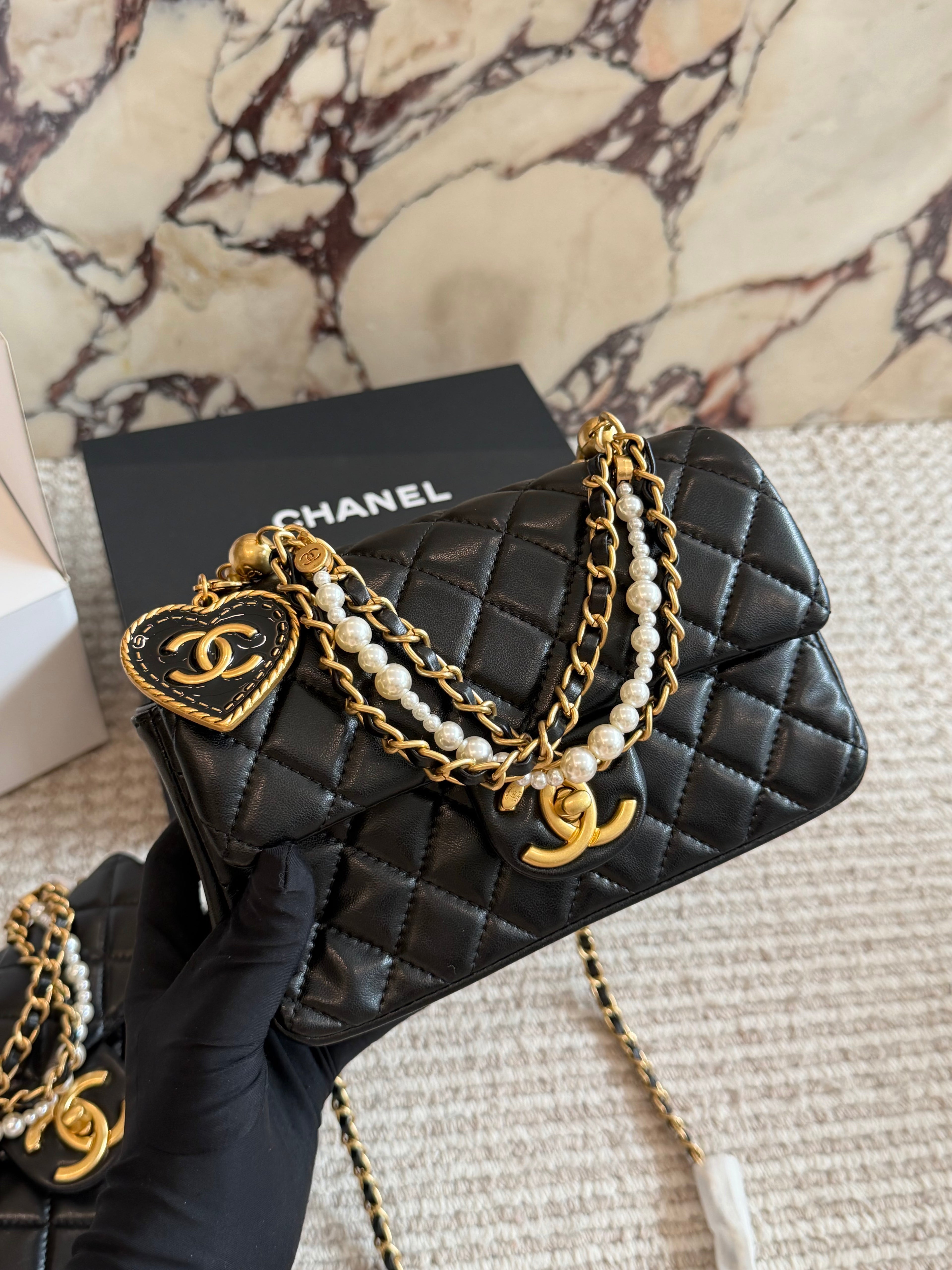 26SS New Women's Pearl Chain Bag 0726031007