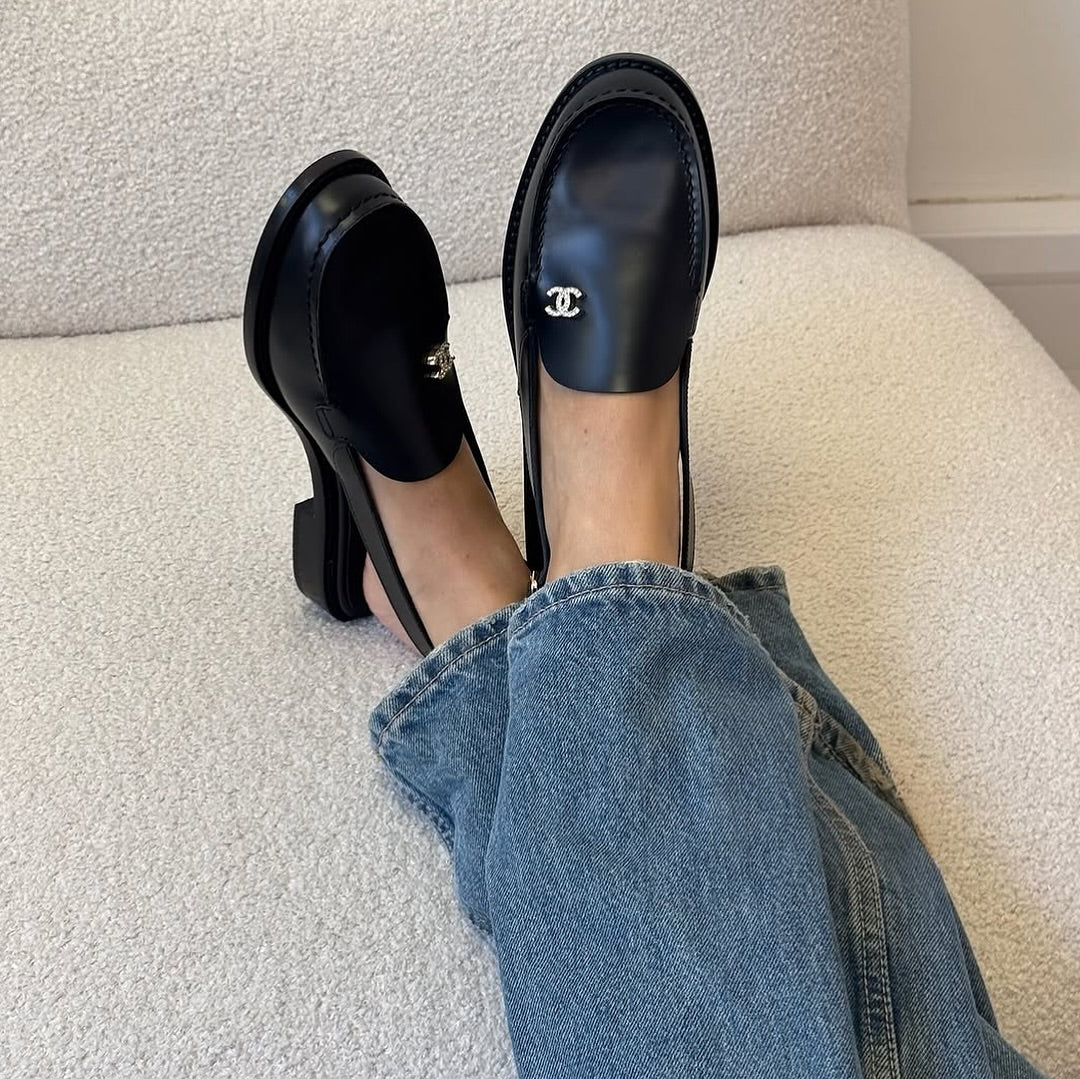 Women's Black Slingback Loafers