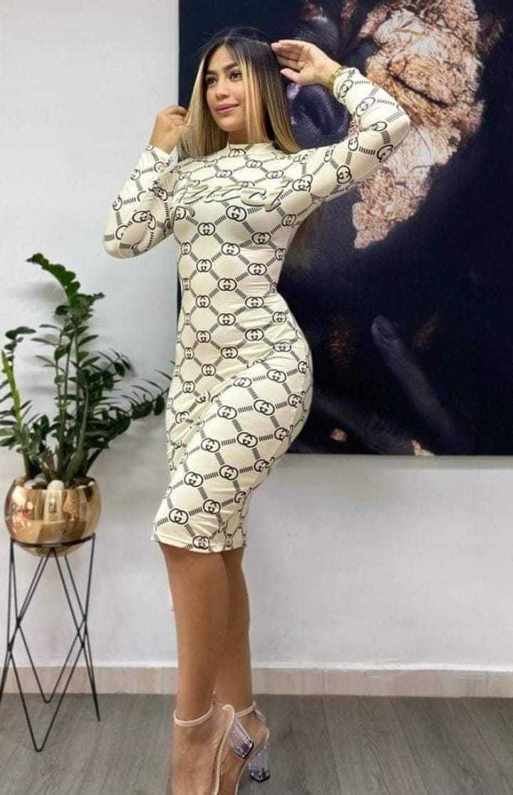 Sexy printed slim fit hip-huing dress XC0823110101