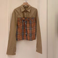 New Fashion Women Spliced Plaid Long Sleeve Shirt PD1326091117