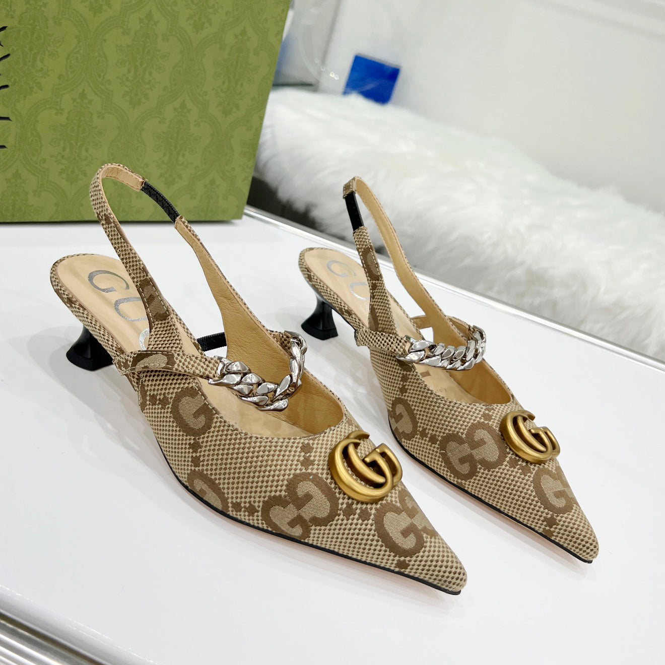 Leather Classic Print Pumps XC0723042418