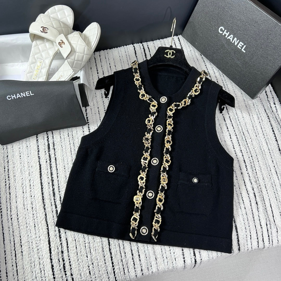 chain knitted vest 0724080604