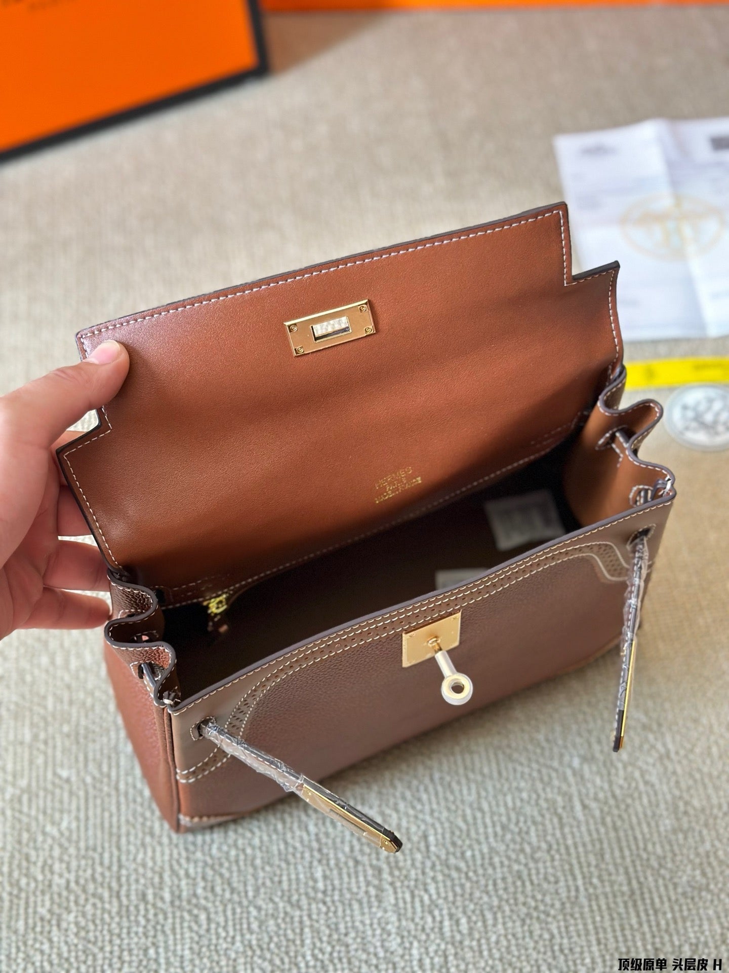 H Pure cowhide fashion Kelly bag 0724101019