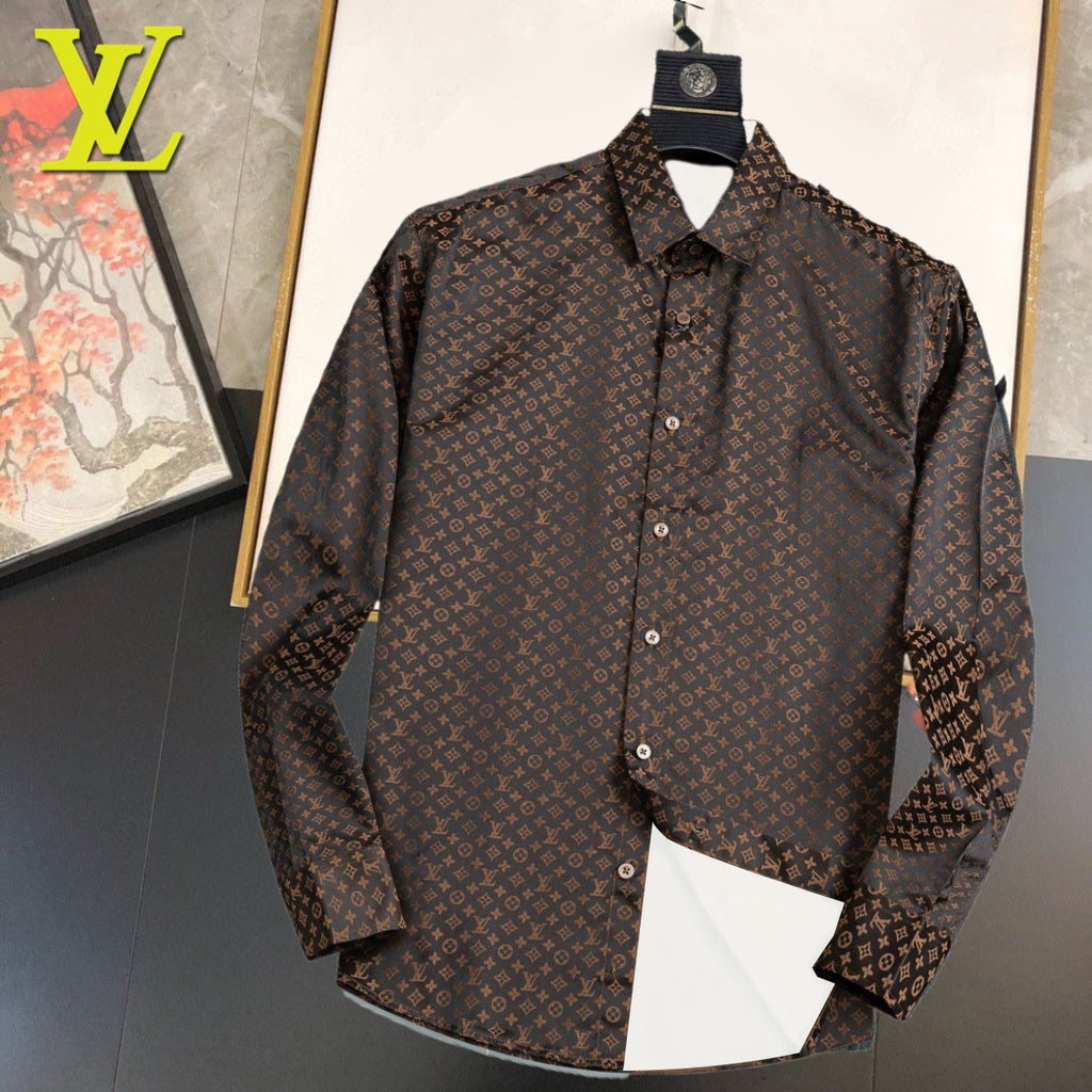 L fashionable printed all-cotton lapel shirt 0725092601