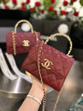 Diamond check wine red chain bag 0724100102