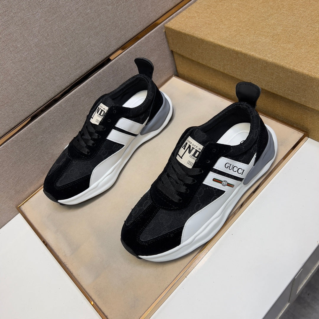 SUEDE CANVAS-PANEL SNEAKERS