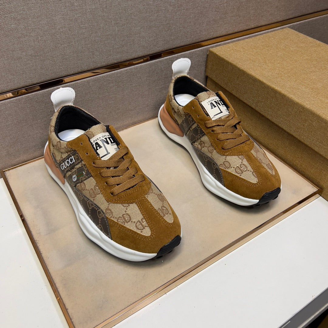 SUEDE CANVAS-PANEL SNEAKERS