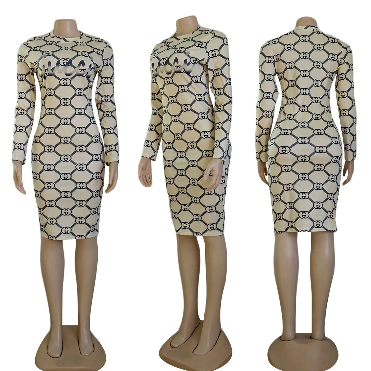 Sexy printed slim fit hip-huing dress XC0823110101