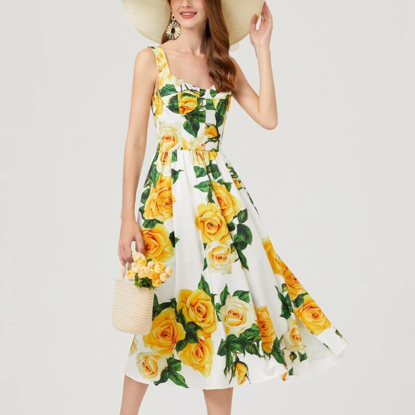 Luxurious fashion printed backless long dress 1024052708