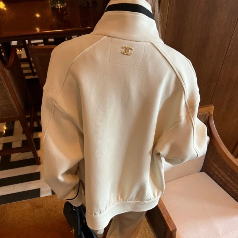 CH New Fashion Women Stand‑Collar Tracksuit Set  XC1326090420