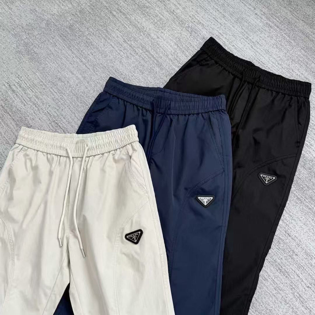 New Fashion Men's Fleece Lined Triangle Logo Flared Casual Pants PD1326102118