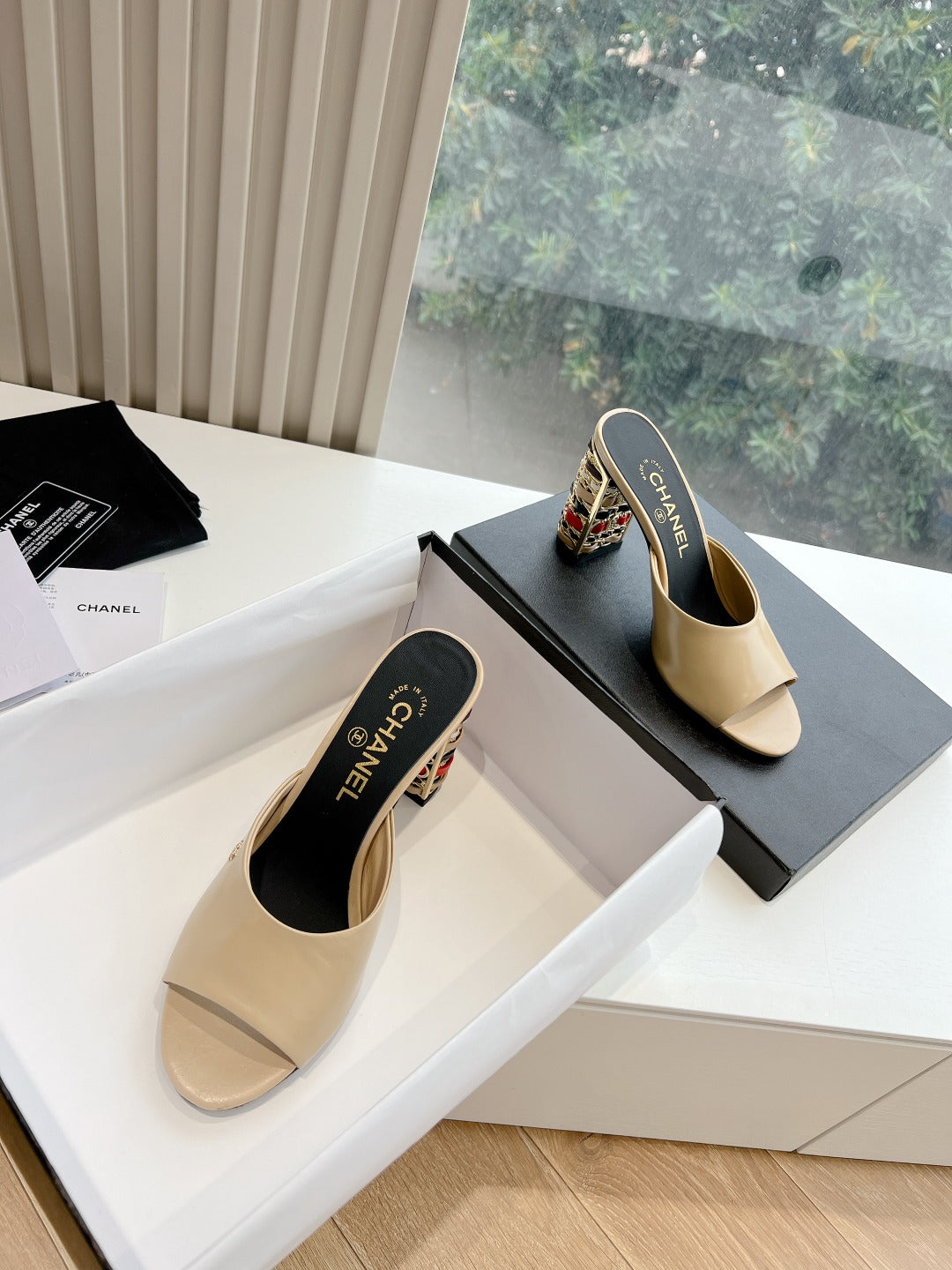 Chane1 top fashion classic high heel slippers 0724030821