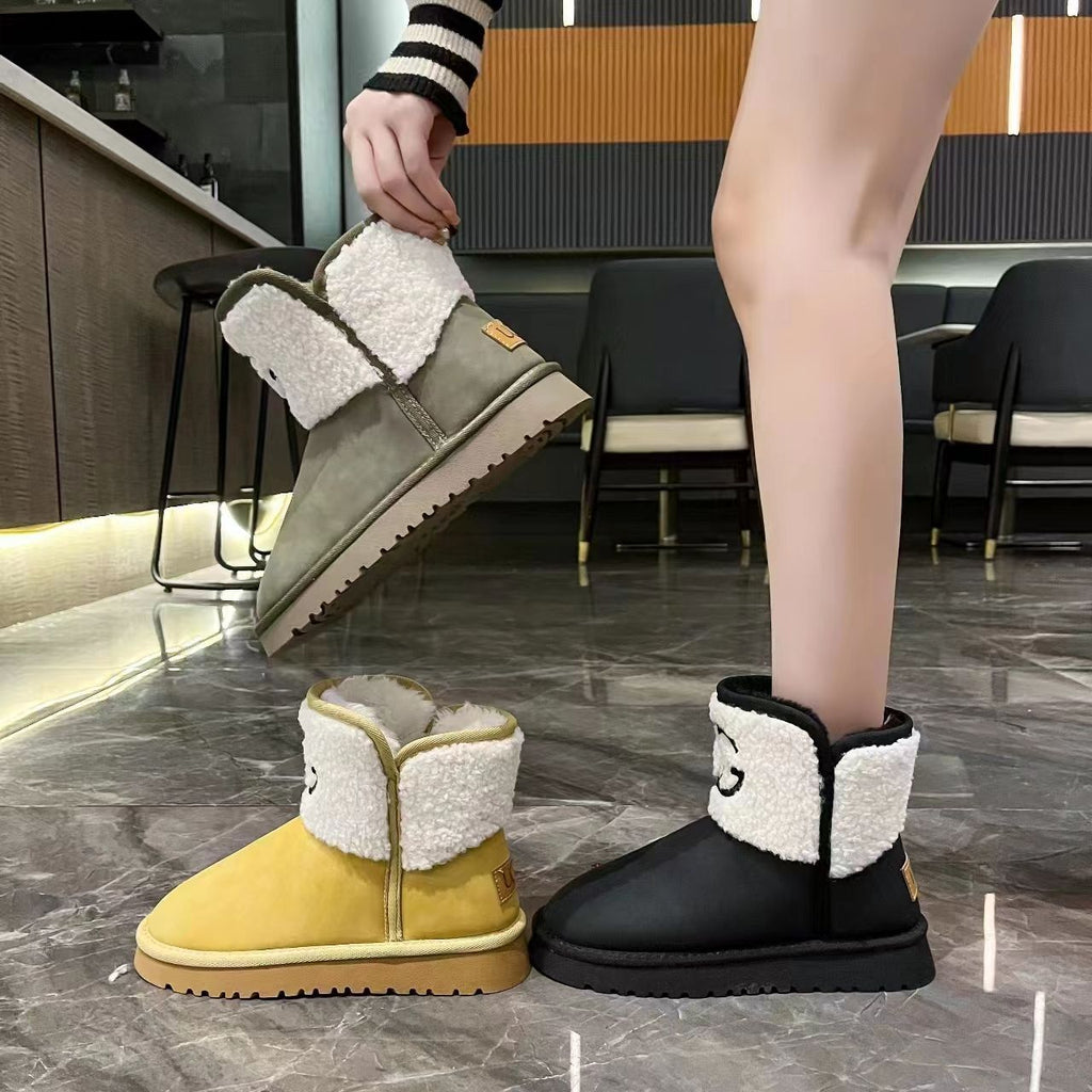 Warm Thickened Letter Lamb Wool Short Boots 0823112312