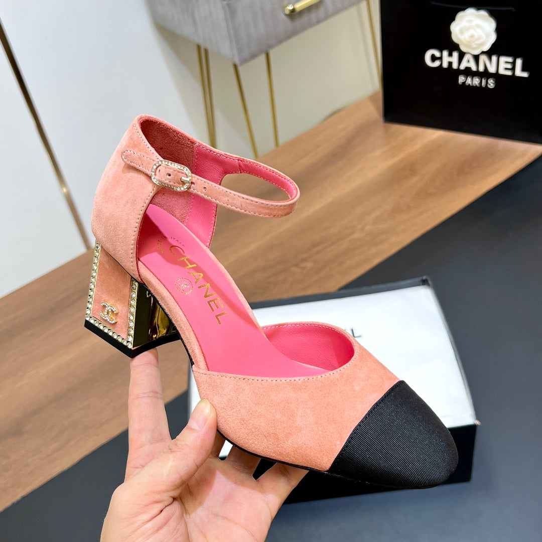 Rhinestone square heel high heels 1824082802