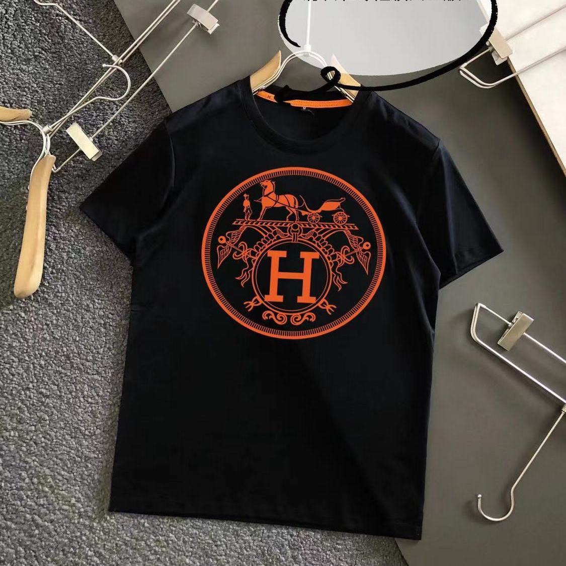 Printed H Flower Color War Horse Cotton Short-sleeved Men's And Women's Couples T-shirt 1024030108