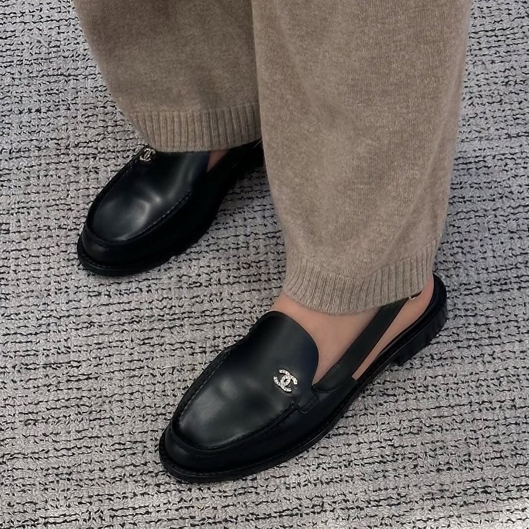 Women's Black Slingback Loafers