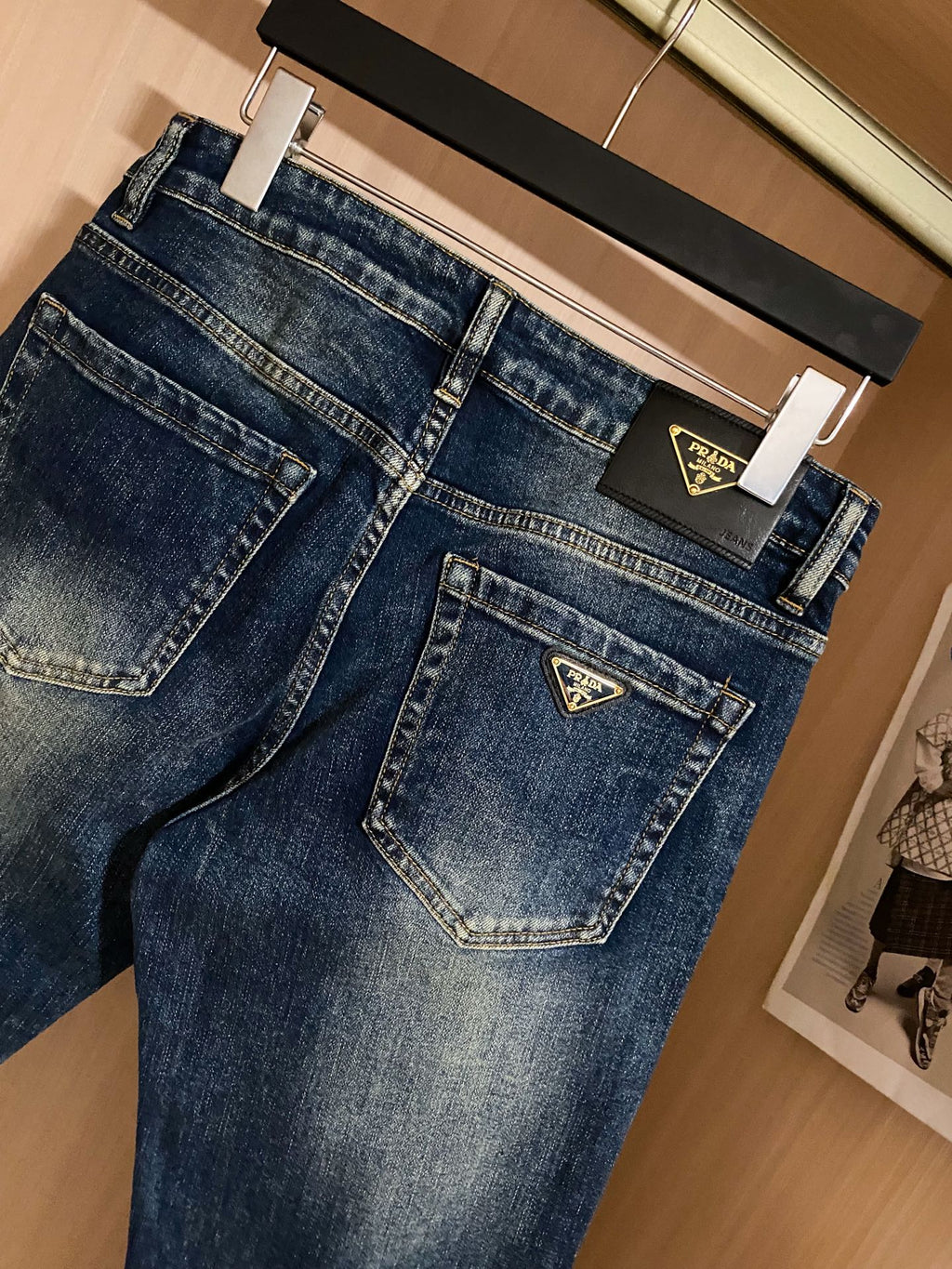 P Embossed Letters Straight Leg Skinny Jeans 0725051905