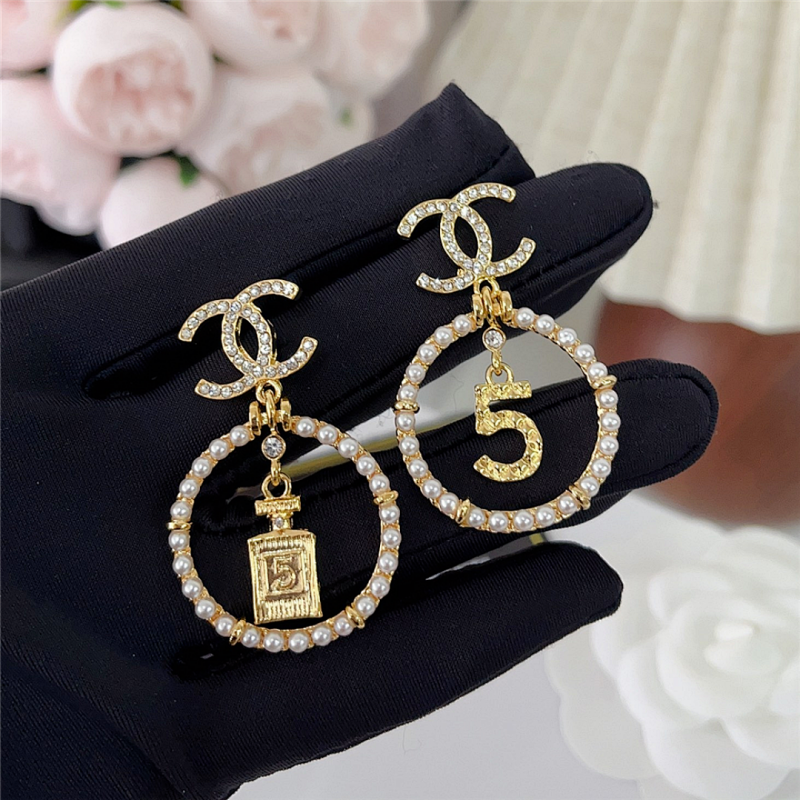 Women's Luxury Pearl Circle Dangle Earrings XZ1326092813