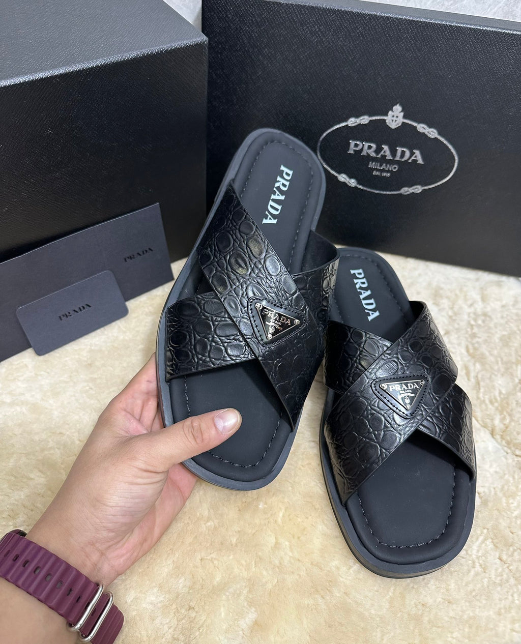 Pr Men's Crocodile Leather Slippers 0726042102