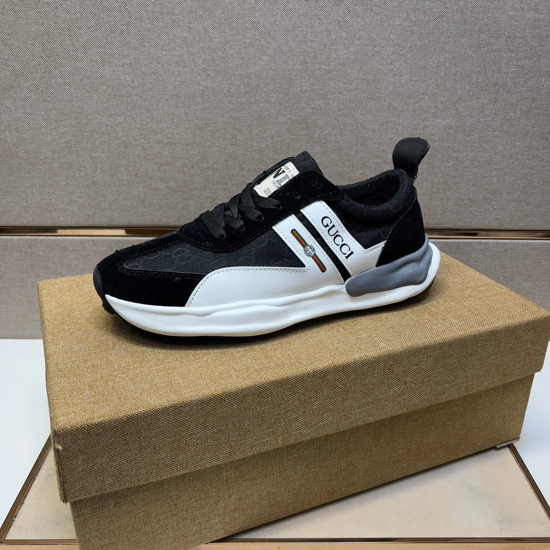 SUEDE CANVAS-PANEL SNEAKERS
