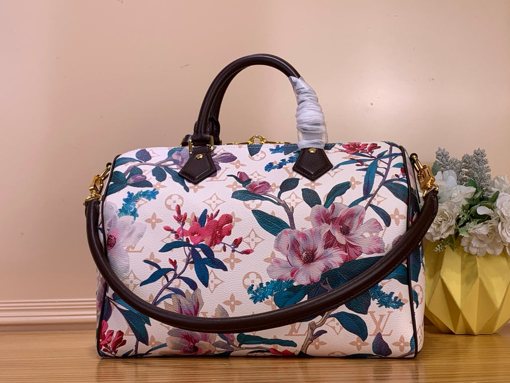 L & V Stylish Cowhide Flower HandBag M0726051902
