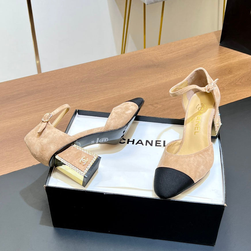 Rhinestone square heel high heels 1824082802