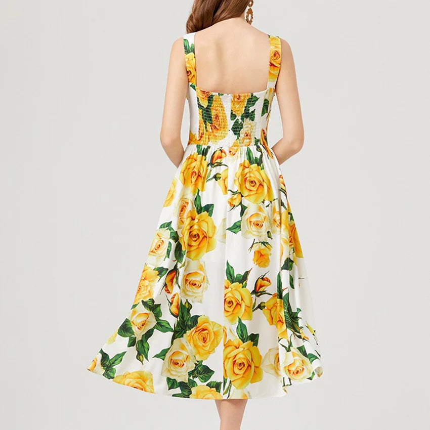 Luxurious fashion printed backless long dress 1024052708