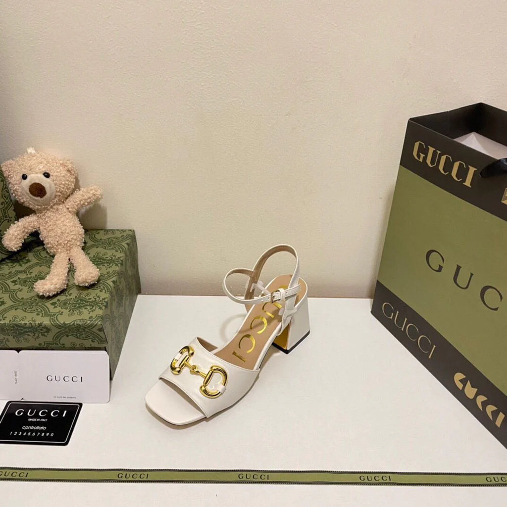 New Horsebit Buckle French Thick Heel Sandals 1024042622