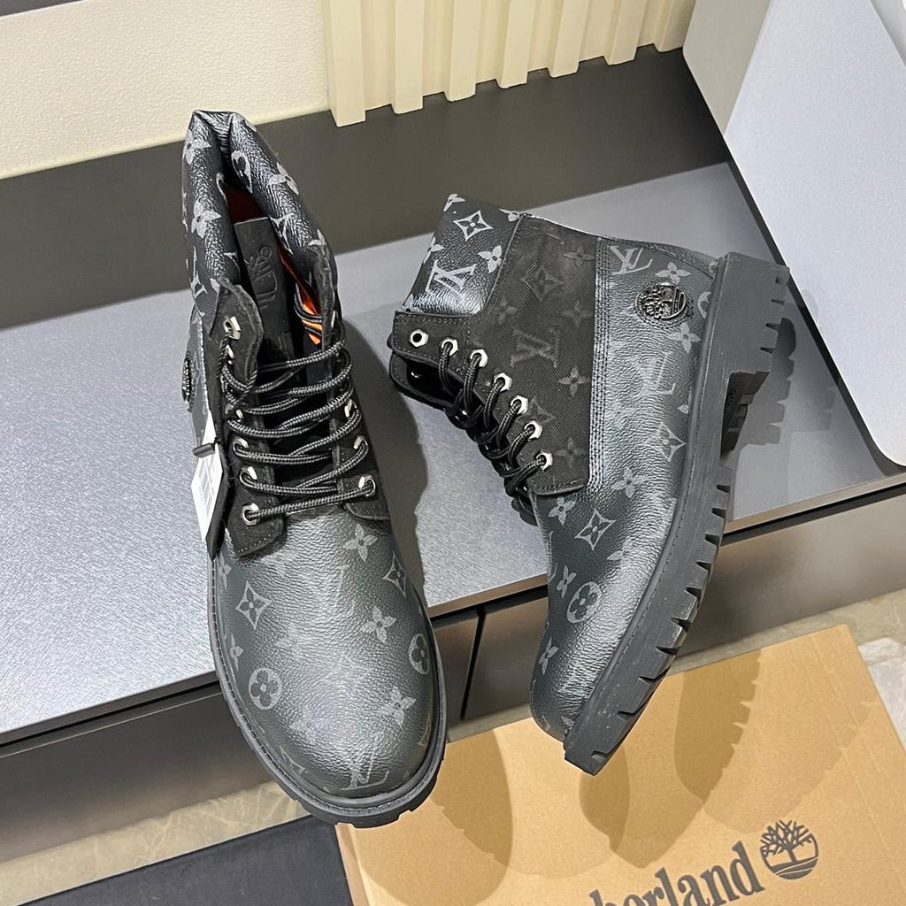 New Black and Brown V Logo Men's bootsPD052024090603