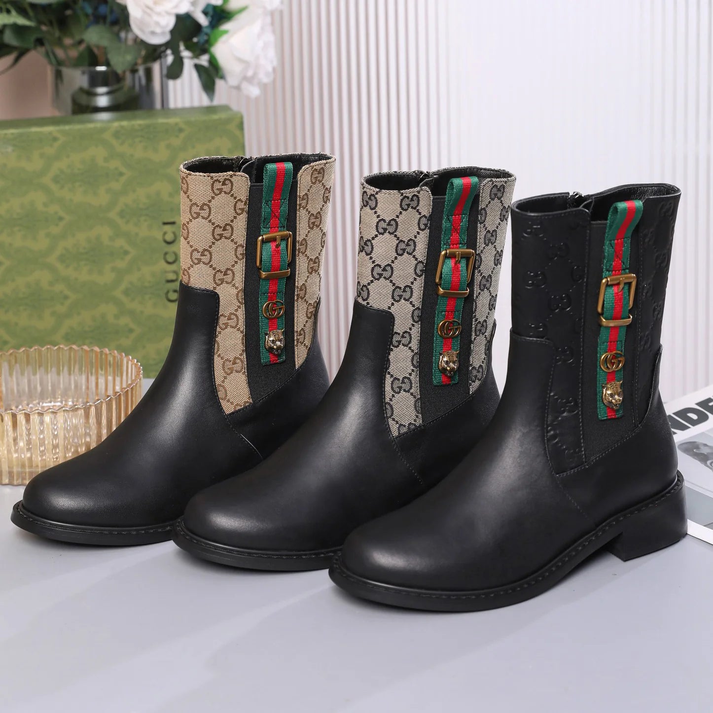 G New Classic Tiger Head Ankle Boots 1025101326