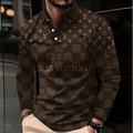 L Fashion Print Stand Collar Polo Long Sleeve 3D0725112001