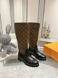 L stylish custom printed leather mid-calf boots 0724102310